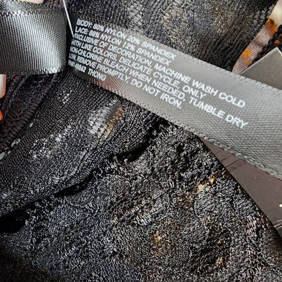 4X 26W Torrid Leopard Thong Panty Lace Trim Mini Lattice Back Retro Lingerie Bla - Picture 6 of 8